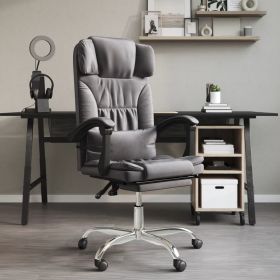 Massage Reclining Office Chair Gray Faux Leather