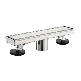 12 Inches Linear Shower Drain with Removable Cover, 304 Stainless Shower Drain Included Hair Strainer and Leveling Feet