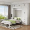 Full Size Murphy Bed with Lockers and Wardrobes, With installation video, White