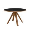 Mid-Century Modern Minimal Round Dining Table – Black / English Oak