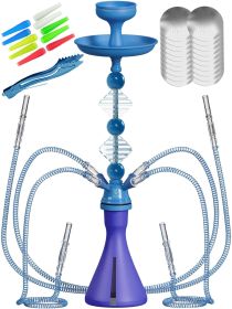 Blue 4 Hose Hookah Set with Everything   Portable   good for traveling