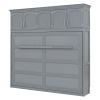 Queen Size Murphy Bed Wall Bed with Top Cabinets,Gray