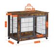 Furniture Dog Cage Crate with Double Doors, Rustic Brown, 38.58'' W x 25.2'' D x 27.17'' H