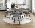 Brown Wood Finish Round Counter Height Table 1pc Black Metal Frame Rustic Style Dining Kitchen Furniture