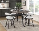 Brown Wood Finish Round Counter Height Table 1pc Black Metal Frame Rustic Style Dining Kitchen Furniture