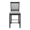 Charcoal Gray Finish Counter Height Chairs Set of 2, Upholstered Seat and Back Casual Style Dining Kitchen Furniture