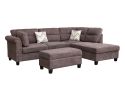 Diego 103.5"W Dark Brown Fabric Sectional Sofa with Right Facing Chaise, Storage Ottoman, and 2 Accent Pillows