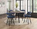 Brown Wood Finish Round Counter Height Table 1pc Black Metal Frame Rustic Style Dining Kitchen Furniture