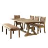 Rustic Elegance Brown Fabric Seat 1pc Bench Bold Sturdy Design Rustic Oak Solidwood Frame Dining Room Furniture