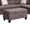 Diego 103.5"W Dark Brown Fabric Sectional Sofa with Right Facing Chaise, Storage Ottoman, and 2 Accent Pillows