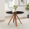 Mid-Century Modern Minimal Round Dining Table – Black / English Oak