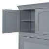 Queen Size Murphy Bed Wall Bed with Top Cabinets,Gray