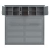 Queen Size Murphy Bed Wall Bed with Top Cabinets,Gray