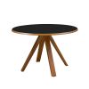 Mid-Century Modern Minimal Round Dining Table – Black / English Oak