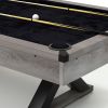 84" Pool Table with Billiard Balls, Cues, Pool Cue Chalk, Cleaning Brush, X-Legs, Black Cloth, Rustic Grey,84.1"L x 46.5"W x 32"H