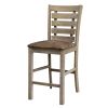 Set of 2 Dining Counter Height Chairs Modern Farmhouse Rustic Look Distressed Design Ladderback Solid Wood