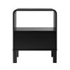 Modern Minimalist Curved-Top Solid Wood Nightstand – Black