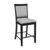 Charcoal Gray Finish Counter Height Chairs Set of 2, Upholstered Seat and Back Casual Style Dining Kitchen Furniture