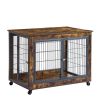 Furniture Dog Cage Crate with Double Doors, Rustic Brown, 38.58'' W x 25.2'' D x 27.17'' H