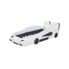 Twin Size Race Car-Shaped Platform Bed with Wheels, White