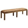 Rustic Elegance Brown Fabric Seat 1pc Bench Bold Sturdy Design Rustic Oak Solidwood Frame Dining Room Furniture