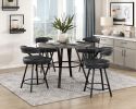 Brown Wood Finish Round Counter Height Table 1pc Black Metal Frame Rustic Style Dining Kitchen Furniture