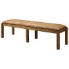 Rustic Elegance Brown Fabric Seat 1pc Bench Bold Sturdy Design Rustic Oak Solidwood Frame Dining Room Furniture