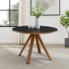 Mid-Century Modern Minimal Round Dining Table – Black / English Oak