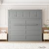 Queen Size Murphy Bed Wall Bed with Top Cabinets,Gray