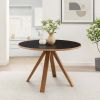 Mid-Century Modern Minimal Round Dining Table – Black / English Oak