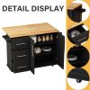 Kitchen Island Cart with 2 Door Cabinet and Three Drawers,43.31 Inch Width with Spice Rack, Towel Rack (Black)