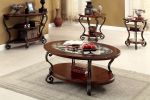 Traditional Style Brown Cherry 1pc COFFEE TABLE Open Bottom Shelf Ornate Design Glass Top Living Room Furniture