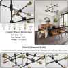 Black and Brass Chandelier Mid Century Sputnik Pendant Light 12-Lights Chandeliers Height Adjustable E26 Contemporary Ceiling Chandelier