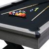 84" Pool Table with Billiard Balls, Cues, Pool Cue Chalk, Cleaning Brush, X-Legs, Black Cloth, Rustic Grey,84.1"L x 46.5"W x 32"H