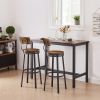 Swivel bar stool set of 2 with backrest, industrial style, metal frame, 29.5'' high for dining room. Rustic Brown, 13.4''w x 40.5''h.