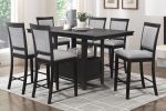 Charcoal Gray Finish Counter Height Chairs Set of 2, Upholstered Seat and Back Casual Style Dining Kitchen Furniture