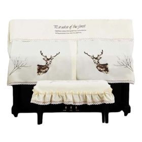 Elk Embroidery Piano Dust Cover Piano Chair Cover Dustproof Piano Cover (Default: Default)