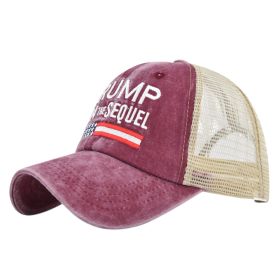 TRUMP embroidered baseball cap embroidered cap mesh cap Trump baseball cap visor (colour: 2 Burgundy)