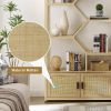 Rattan bookshelf 7 tiers Bookcases Storage Rack with cabinet for Living Room Home Office, Natural, 39.4'' W x 13.8'' D x 75.6'' H.